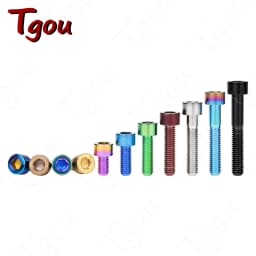 Tgou Titanium Bolt M7/M8x15 20 25 30 32 35 40 43 45 50 60 70mm Allen Key Head Ti Screws for Bicycle Motorcycle Car