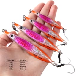 FSTK Fishing Lure Metal Jig Slow Jig Long Casting Spoon 20g40g60g80g Artificial Bait with Assist Hook Off Shore UV Cast Jigging