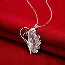 3D hollow pointed butterfly crystal flower necklace alloy fashion exquisite flying wings butterfly necklace ladies jewelr