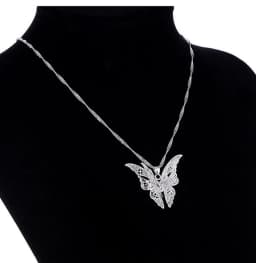 3D hollow pointed butterfly crystal flower necklace alloy fashion exquisite flying wings butterfly necklace ladies jewelr