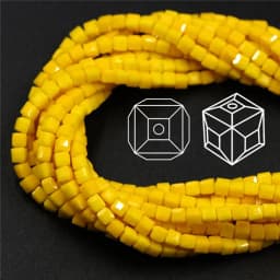 Czech Square Crystal Spacer Beads Yellow 2/3/4MM Faceted Glass Cube Loose Beads DIY Making For Needlework Accessories Jewelry