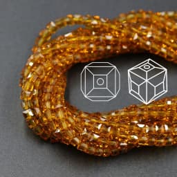 Czech Square Crystal Spacer Beads Yellow 2/3/4MM Faceted Glass Cube Loose Beads DIY Making For Needlework Accessories Jewelry