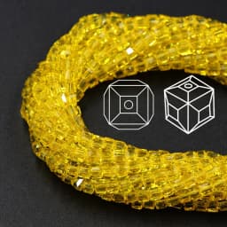 Czech Square Crystal Spacer Beads Yellow 2/3/4MM Faceted Glass Cube Loose Beads DIY Making For Needlework Accessories Jewelry