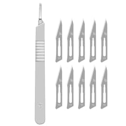 10pcs 11# 23# Carbon Steel Surgical Scalpel Blades + 1pc Handle Scalpel DIY Cutting Tool PCB Repair Animal Surgical Knife