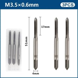 3pcs Hand Thread Tap Set HSS Metric Plug Tap Metal Screw Tap Drill M2/M2.5/M3/M3.5/M4/M5/M6/M8/M10/M12 Hand Tool Set