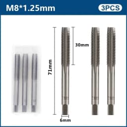 3pcs Hand Thread Tap Set HSS Metric Plug Tap Metal Screw Tap Drill M2/M2.5/M3/M3.5/M4/M5/M6/M8/M10/M12 Hand Tool Set