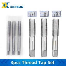 3pcs Hand Thread Tap Set HSS Metric Plug Tap Metal Screw Tap Drill M2/M2.5/M3/M3.5/M4/M5/M6/M8/M10/M12 Hand Tool Set