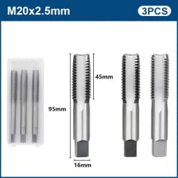 3pcs Hand Thread Tap Set HSS Metric Plug Tap Metal Screw Tap Drill M2/M2.5/M3/M3.5/M4/M5/M6/M8/M10/M12 Hand Tool Set