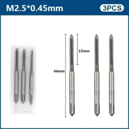 3pcs Hand Thread Tap Set HSS Metric Plug Tap Metal Screw Tap Drill M2/M2.5/M3/M3.5/M4/M5/M6/M8/M10/M12 Hand Tool Set