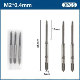 3pcs Hand Thread Tap Set HSS Metric Plug Tap Metal Screw Tap Drill M2/M2.5/M3/M3.5/M4/M5/M6/M8/M10/M12 Hand Tool Set