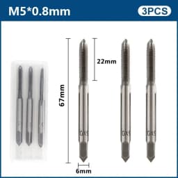 3pcs Hand Thread Tap Set HSS Metric Plug Tap Metal Screw Tap Drill M2/M2.5/M3/M3.5/M4/M5/M6/M8/M10/M12 Hand Tool Set