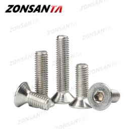 ZONSANTA M2 M2.5 M3 M4 M5 M6 Din7991 304 Stainless Steel Bolt Hexagon Hex Socket Flat Head Countersunk Screw Furniture Screws