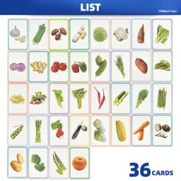 36 Double-Sided Vegetable Recognition Cards, Children's Early Education and Cognitive Development Picture-Based Learning Cards for Recognizing Objects and Words