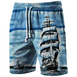 3D Printing Ship Compass Short Pants For Men Retro Pattern Swim Trunks Casual Gym Surf Hawaiian Vacation Oversize Beach Shorts