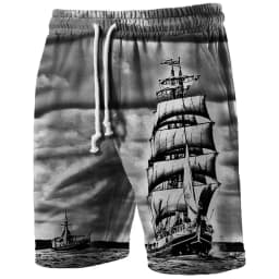 3D Printing Ship Compass Short Pants For Men Retro Pattern Swim Trunks Casual Gym Surf Hawaiian Vacation Oversize Beach Shorts