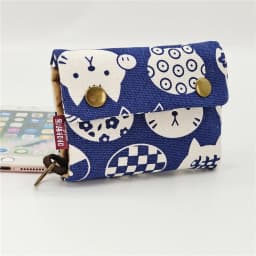 Handmade Three Fold Fabric Wallet Women Men Simple Short Zipper Purses for Teens Personality Multi-function Key Bag Card Holder