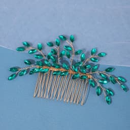 Trendy Silver Rhinestone Bridal Hair Combs Wedding Head Accessories Green Bride Headpiece Handmade Women Party Tiaras