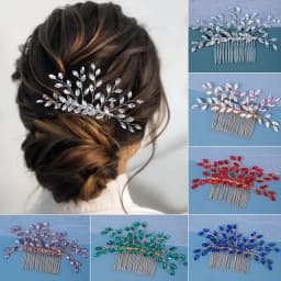 Trendy Silver Rhinestone Bridal Hair Combs Wedding Head Accessories Green Bride Headpiece Handmade Women Party Tiaras