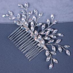 Trendy Silver Rhinestone Bridal Hair Combs Wedding Head Accessories Green Bride Headpiece Handmade Women Party Tiaras