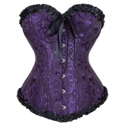 Victorian Corset Plus Size Women Sexy Overbust Bustiers Top Vintage Flower Print Lingerie Corselet Lace Korsett White Black Blue