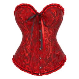Victorian Corset Plus Size Women Sexy Overbust Bustiers Top Vintage Flower Print Lingerie Corselet Lace Korsett White Black Blue
