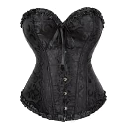 Victorian Corset Plus Size Women Sexy Overbust Bustiers Top Vintage Flower Print Lingerie Corselet Lace Korsett White Black Blue