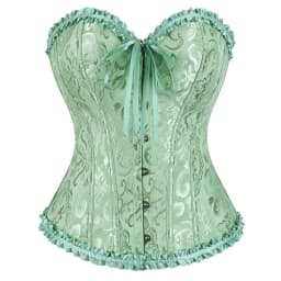 Victorian Corset Plus Size Women Sexy Overbust Bustiers Top Vintage Flower Print Lingerie Corselet Lace Korsett White Black Blue