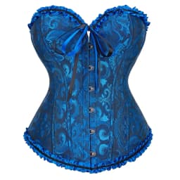 Victorian Corset Plus Size Women Sexy Overbust Bustiers Top Vintage Flower Print Lingerie Corselet Lace Korsett White Black Blue