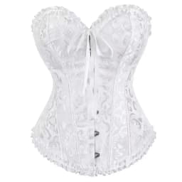 Victorian Corset Plus Size Women Sexy Overbust Bustiers Top Vintage Flower Print Lingerie Corselet Lace Korsett White Black Blue