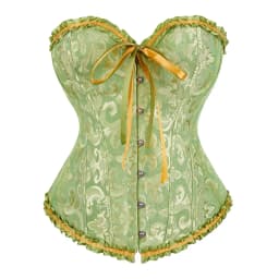 Victorian Corset Plus Size Women Sexy Overbust Bustiers Top Vintage Flower Print Lingerie Corselet Lace Korsett White Black Blue