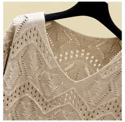 Pointelle Knit Top Long Sleeve Cropped Plain Pullover Women Jumper Knitwear Spring Summer Basic Outfit