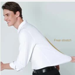 Men's Long Sleeved Elastic Shirt Non Ironing Casual Business Dress Professional Work Attire Slim Fit Navy Office Menswear 100KG
