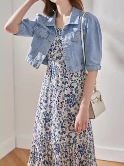 Vintage Crops Trendy Turn Down Collar Jackets Women Basic Solid Outwear Half Sleeve Denim Fit Harajuku Street Denim Jacket Women