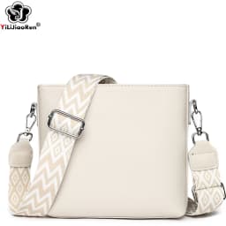 100% Genuine Leather Crossbody Bag Women Fashion Wide Strap Shoulder Bag Ladies Cowhide Messenger Bag Small Handbag and Purse