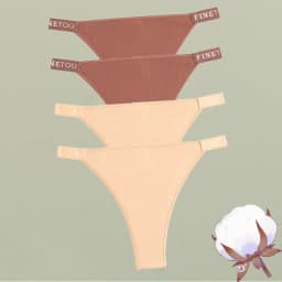 FINETOO 4Pcs/Set Cotton Letter Belt Underwear Women's Panties Sexy Low-Waist Bikini Underpants Female Breathable Briefs Lingerie