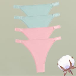 FINETOO 4Pcs/Set Cotton Letter Belt Underwear Women's Panties Sexy Low-Waist Bikini Underpants Female Breathable Briefs Lingerie