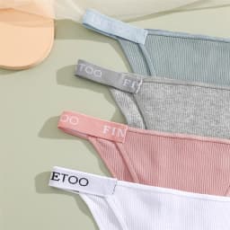 FINETOO 4Pcs/Set Cotton Letter Belt Underwear Women's Panties Sexy Low-Waist Bikini Underpants Female Breathable Briefs Lingerie