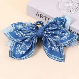 1pcs Bohemian Versatile Unique Hair Clip, Red Cashew Flower Bow Grab Clip Sweet Shark Clip Resort Ponytail Clip Fashion Headwear