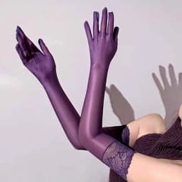 Women Sexy High Elasticity Lace Oil Smooth Long Stockings Gloves Wedding Party Club Nightclub See Through Cosplay Accessories