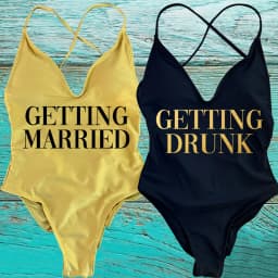 GETTING MARRIED Padded Bride One Piece Swimsuit GETTING DRUNK Women Swimwear Bathing Suit Swimming Suit Summer SQUAD Beachwear