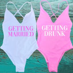 GETTING MARRIED Padded Bride One Piece Swimsuit GETTING DRUNK Women Swimwear Bathing Suit Swimming Suit Summer SQUAD Beachwear