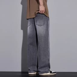 Men's Clothing Wide-leg Pants Baggy Jeans Streetwear Straight Fashion Denim Trousers Y2k Vintage Washed Elastic Waist Man Pants