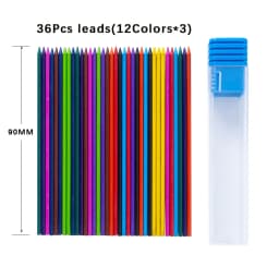 36Pcs/Box Mechanical Pencil 2.0 mm Black/Red/Colors Lead Refill For Writing Sketching Art Drawing Painting Writing Stationery
