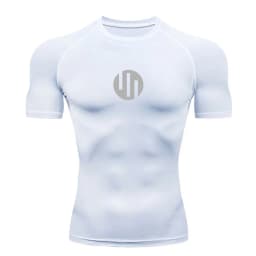 Men's T-shirt Fitness Compression Shirt Quick Dry Short Sleeve Gym Muscle Shirt Breathable White Black Sun protection Sportswear