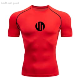 Men's T-shirt Fitness Compression Shirt Quick Dry Short Sleeve Gym Muscle Shirt Breathable White Black Sun protection Sportswear