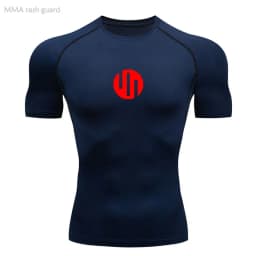 Men's T-shirt Fitness Compression Shirt Quick Dry Short Sleeve Gym Muscle Shirt Breathable White Black Sun protection Sportswear