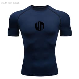 Men's T-shirt Fitness Compression Shirt Quick Dry Short Sleeve Gym Muscle Shirt Breathable White Black Sun protection Sportswear