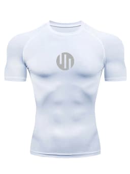 Men's T-shirt Fitness Compression Shirt Quick Dry Short Sleeve Gym Muscle Shirt Breathable White Black Sun protection Sportswear