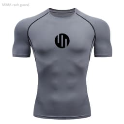 Men's T-shirt Fitness Compression Shirt Quick Dry Short Sleeve Gym Muscle Shirt Breathable White Black Sun protection Sportswear