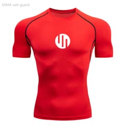 Men's T-shirt Fitness Compression Shirt Quick Dry Short Sleeve Gym Muscle Shirt Breathable White Black Sun protection Sportswear